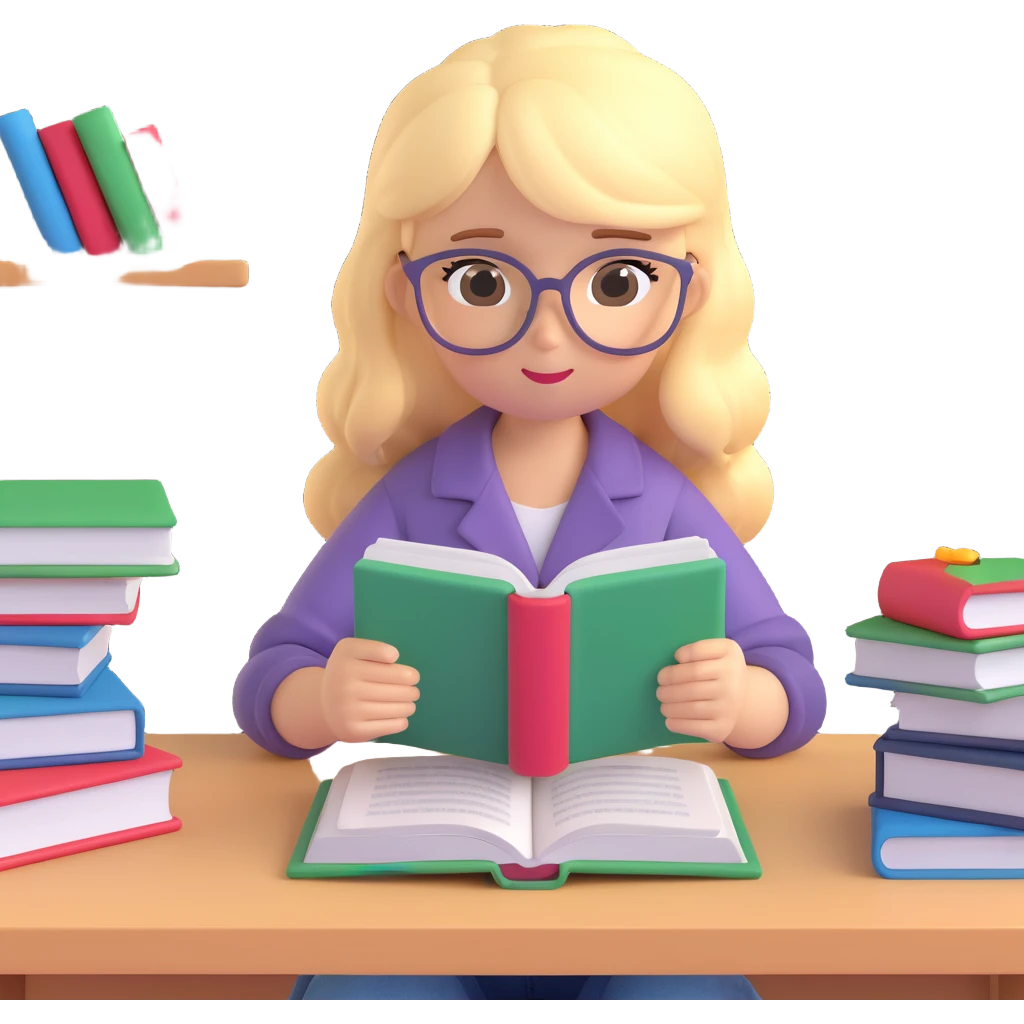 cute blonde girl reading books studying teen no scenery  emoji