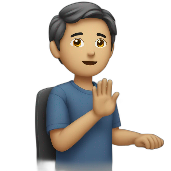 person behind computer saluting emoji