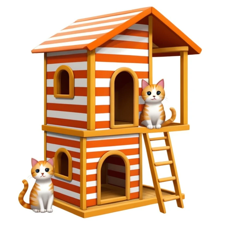 cats relaxing in a vertical playhouse emoji