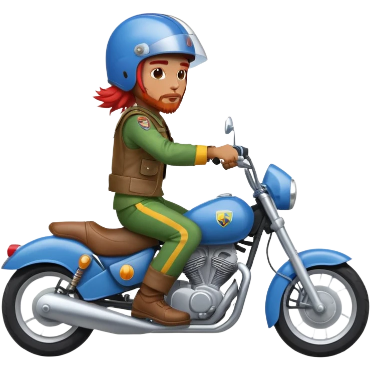 Rasta with red hear on blue motorcycle  emoji