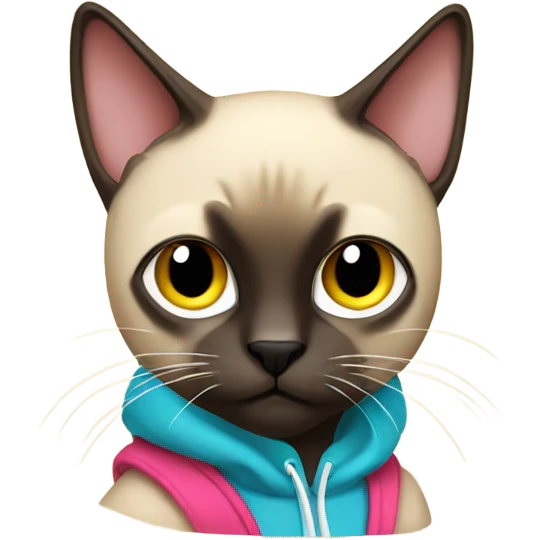 Siamese cat wearing a hoodie emoji