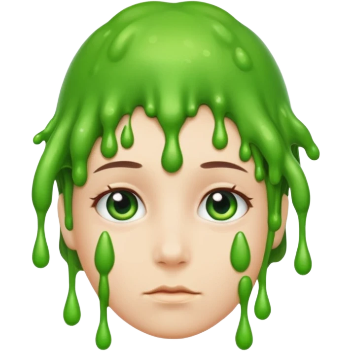 still person with a neutral expression, green slime on their head, iOS Genmoji style emoji