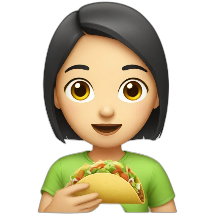 asian girl eating a taco emoji
