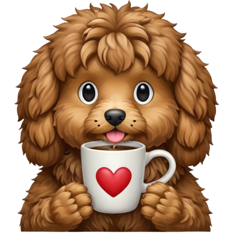 Cockapoo drinking coffee emoji