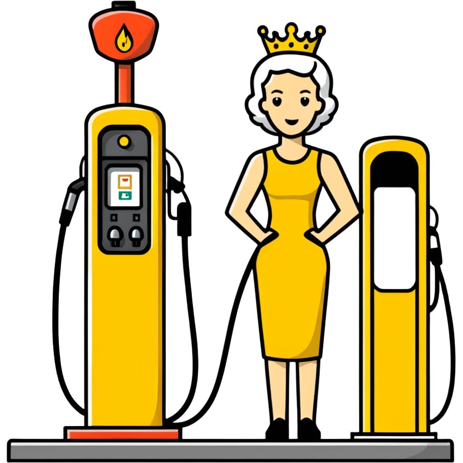 Queen next to a fuel pump  emoji