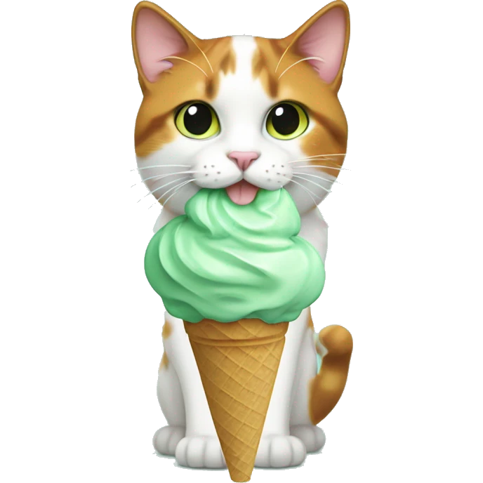 calico cat with mint green icecream  emoji