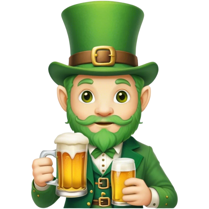 Leprechaun, holding a kind of beer emoji