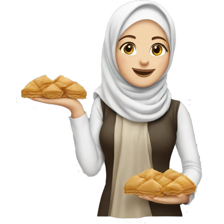 Hijab white girl Holding baklava  emoji