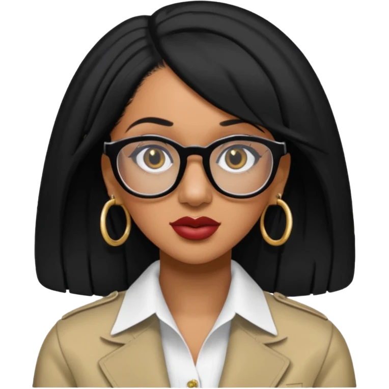 rapper Cardi B black hair wear glasses emoji