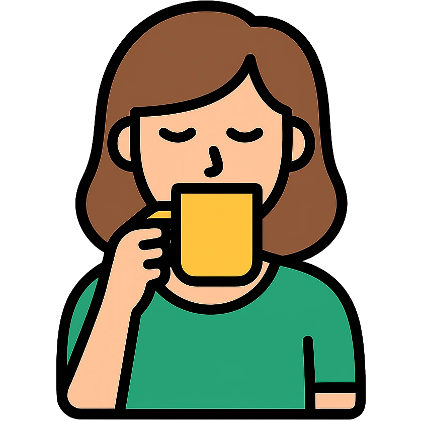 brown-haired woman drinking coffee icon emoji