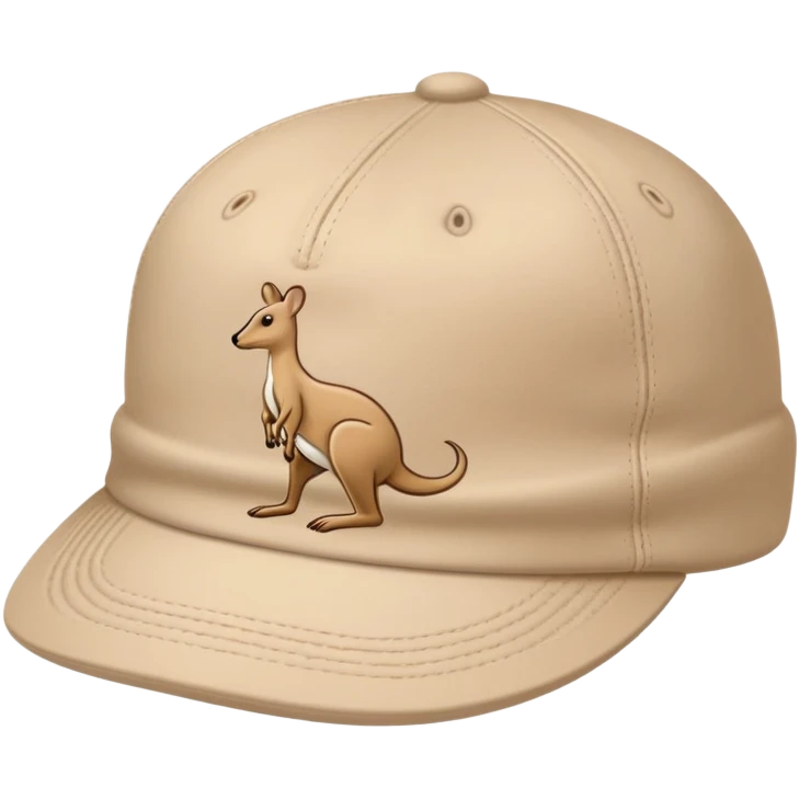 Single beige Kangol 504 flat cap with the iconic Kangol kangaroo logo visible on the side, iOS emoji style, light tan color emoji