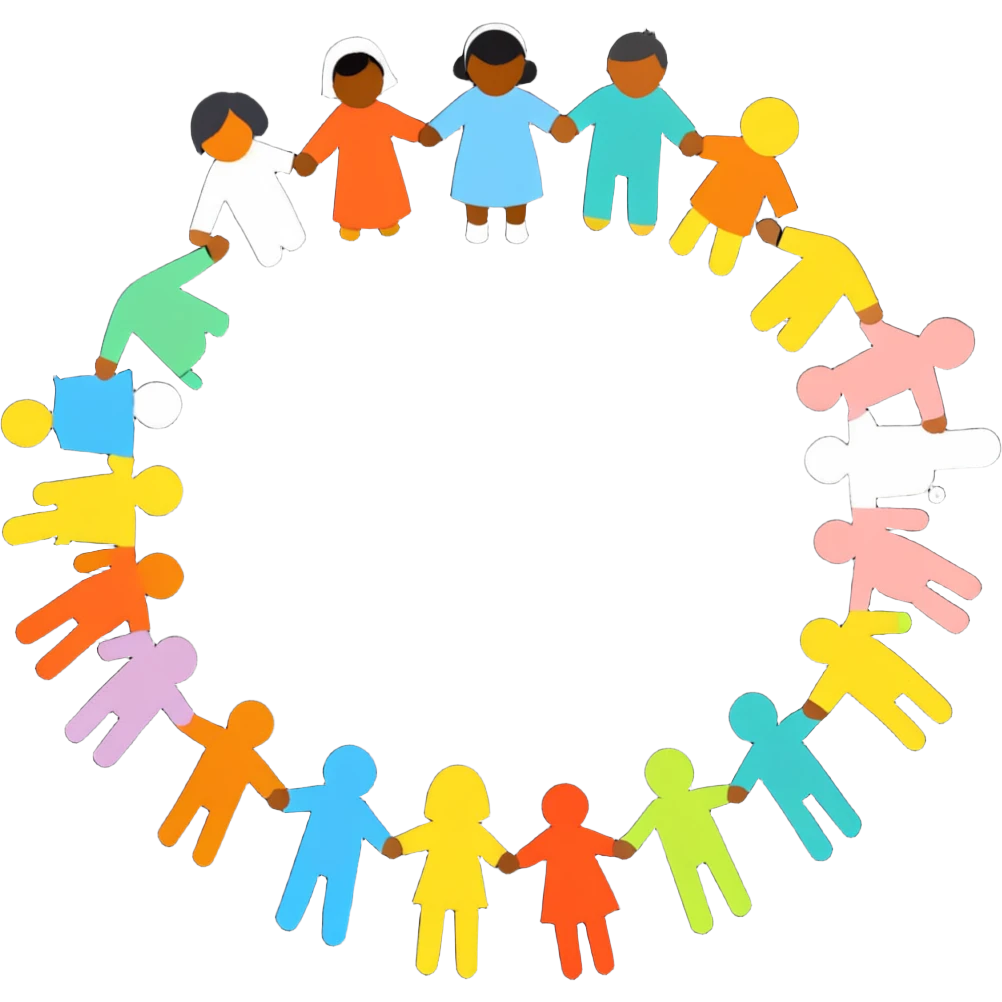 Diverse people of different races holding hands in a circle, representing unity, integration, and racial harmony emoji