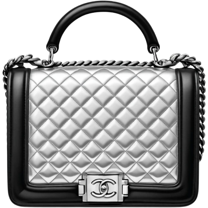 chanel le boy silver color bag emoji