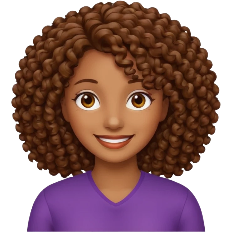 hazme una mujer crespa con el pelo cafe  emoji
