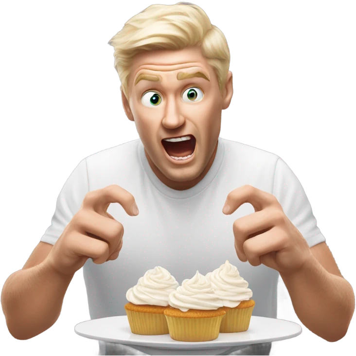 white florida man destroying cupcakes with his hands emoji