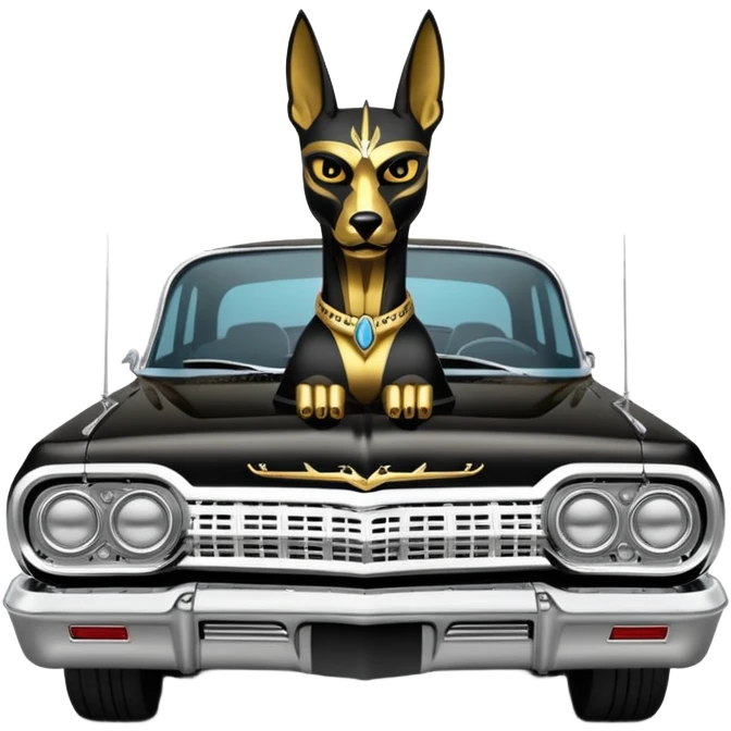 Hot rod custom 1964 impala low rider four door Anubis painted hood  emoji