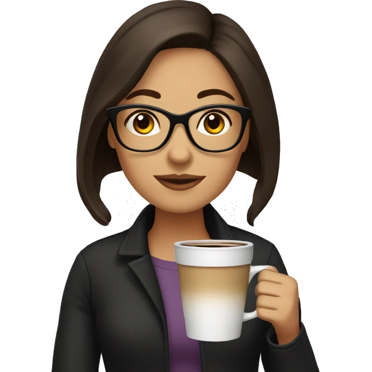 brunette with glasses, drinking coffee  emoji
