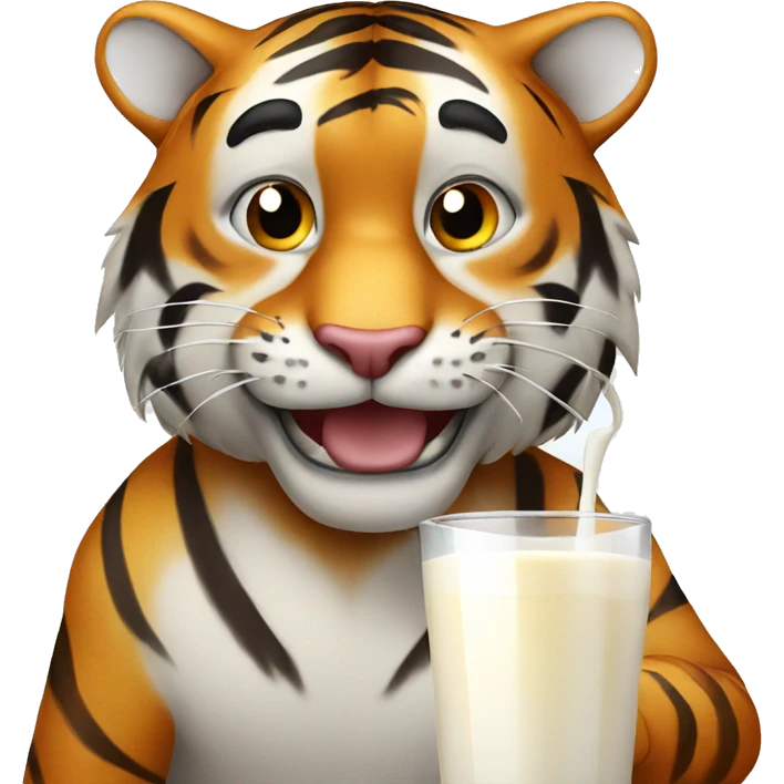 Tiger with  glass of milk emoji