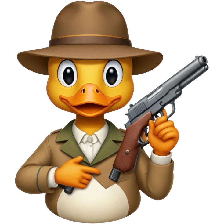 angry duck with a gun in his hand pointing at us  emoji