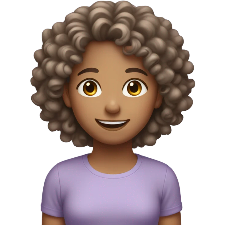 smiling girl with curly hair in lavender shirt emoji