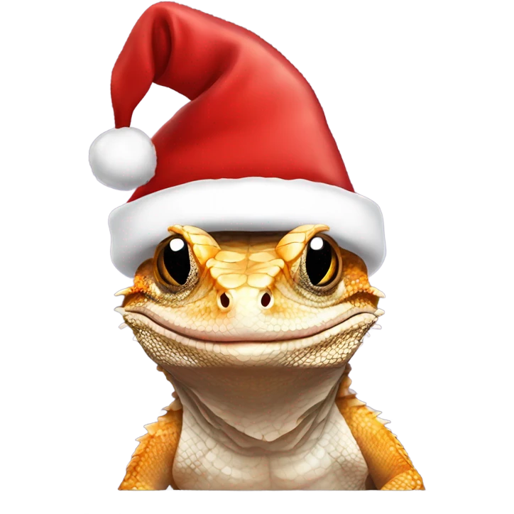 Bearded dragon wearing Santa hat emoji