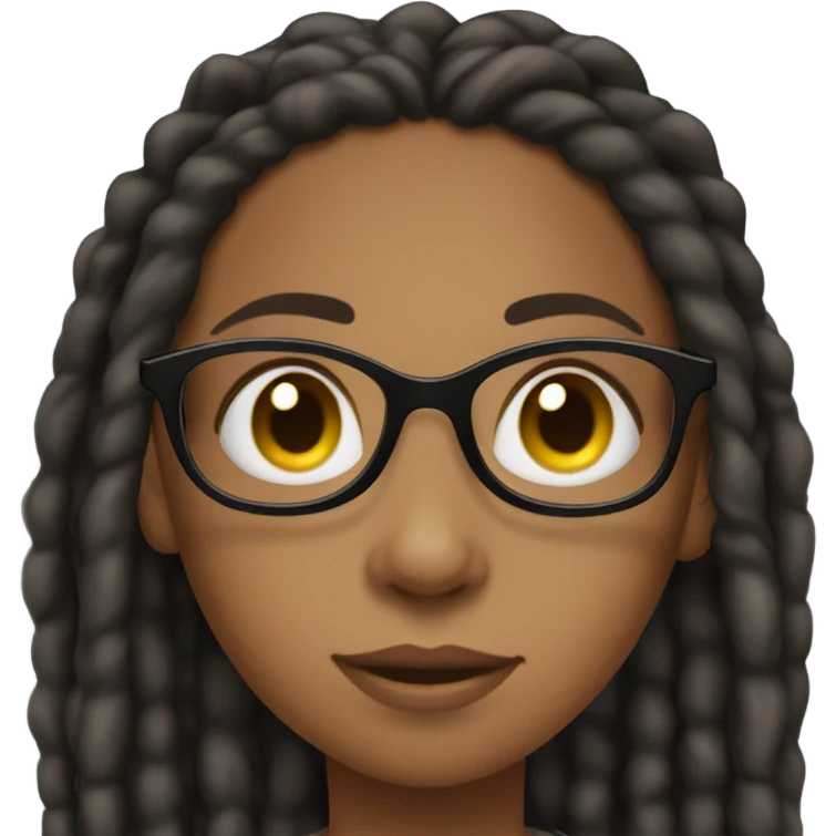 black girl teenager with locs and glasses emoji