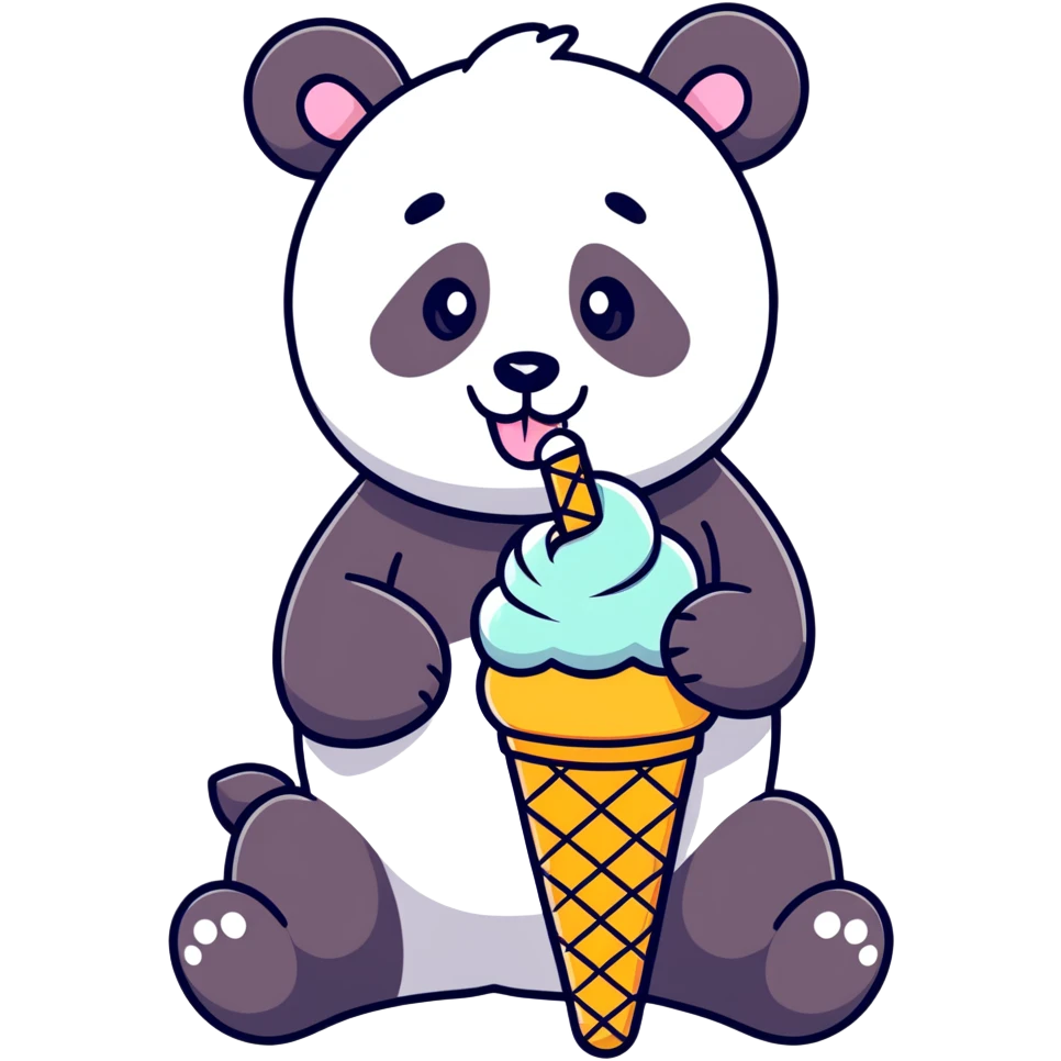 Panda eating ice cream emoji
