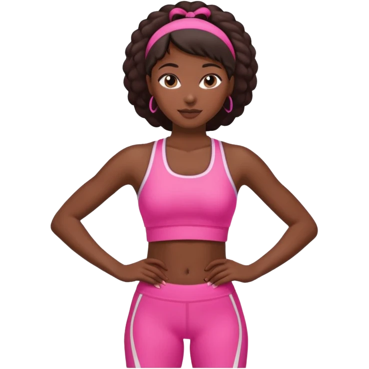 dark-skinned woman doing Pilates in pink sportswear emoji