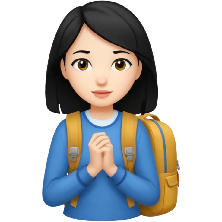 walk black long hair girl at university  emoji