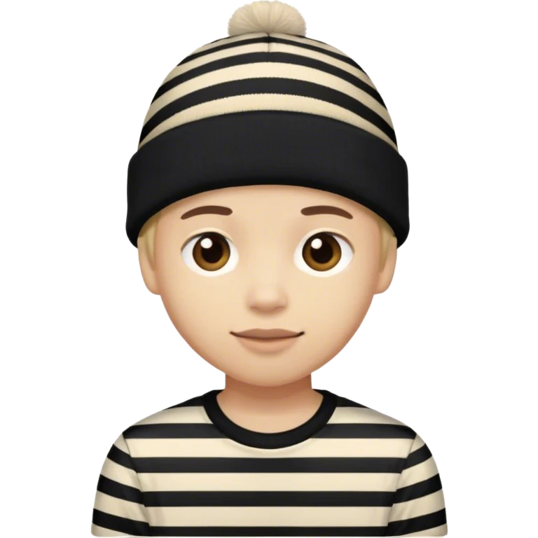 Robber wearing striped shirt and black beani emoji