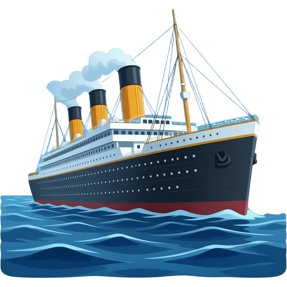 The ghostly ship Titanic floats in the night sky above the sea emoji