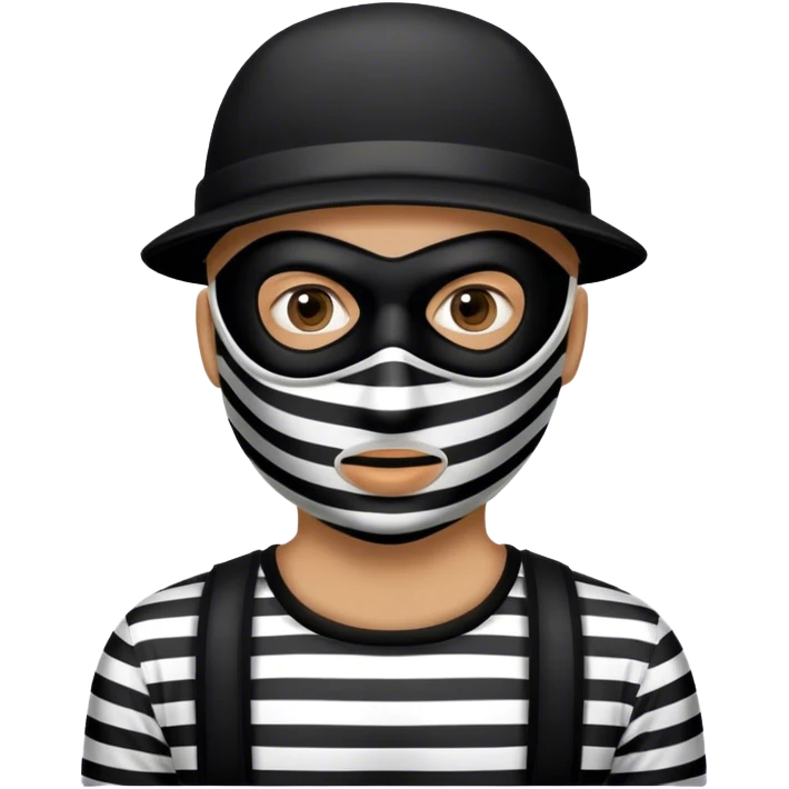 robber emoji with black on white stripes shirt black robber mask emoji