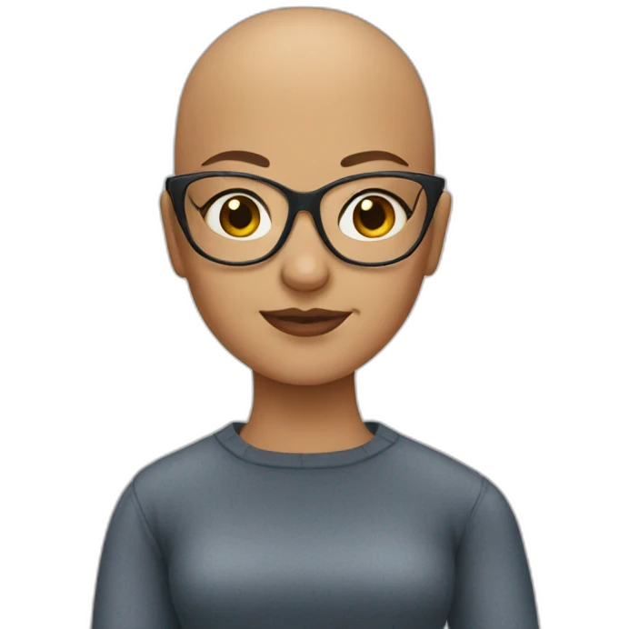 Bald girl with glasses emoji