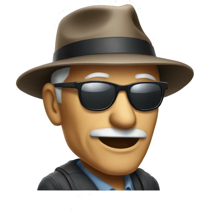 old man with fedora hat and sunglasses emoji