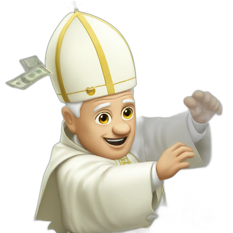 the pope throwing dollars emoji