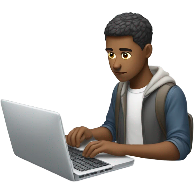 It student boy working on his labtop emoji