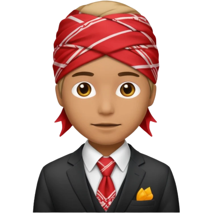 Character wearing a bandana and a suit emoji