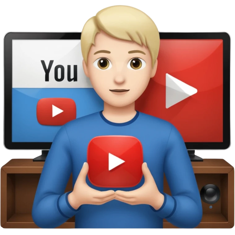 A person holding a YouTube play button in their gaming room emoji