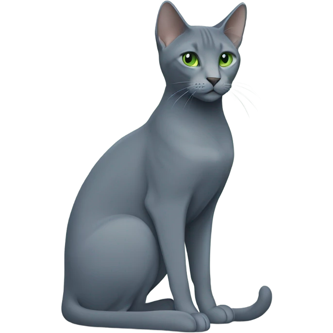 Russian blue with green eyes side profile full body seeing left side emoji