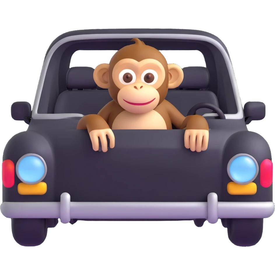 monkey sitting in a car emoji