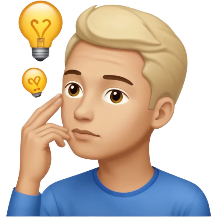 man in thinking pose looking top right up emoji