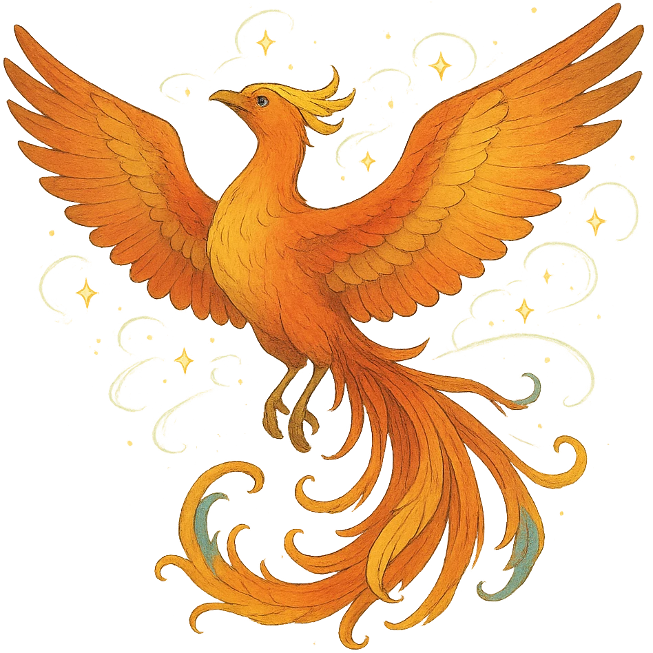 elegant phoenix with feathers and magical aura emoji