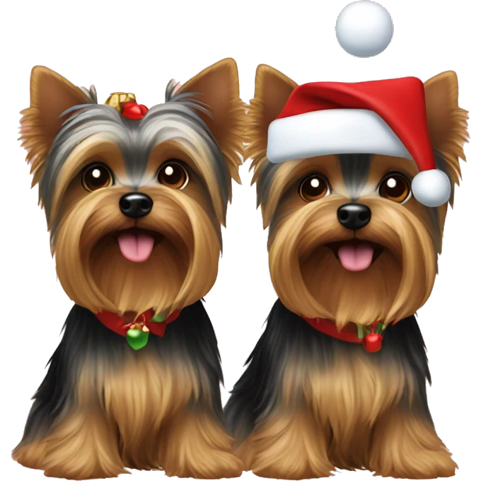 Two Yorkie dogs Christmas  emoji