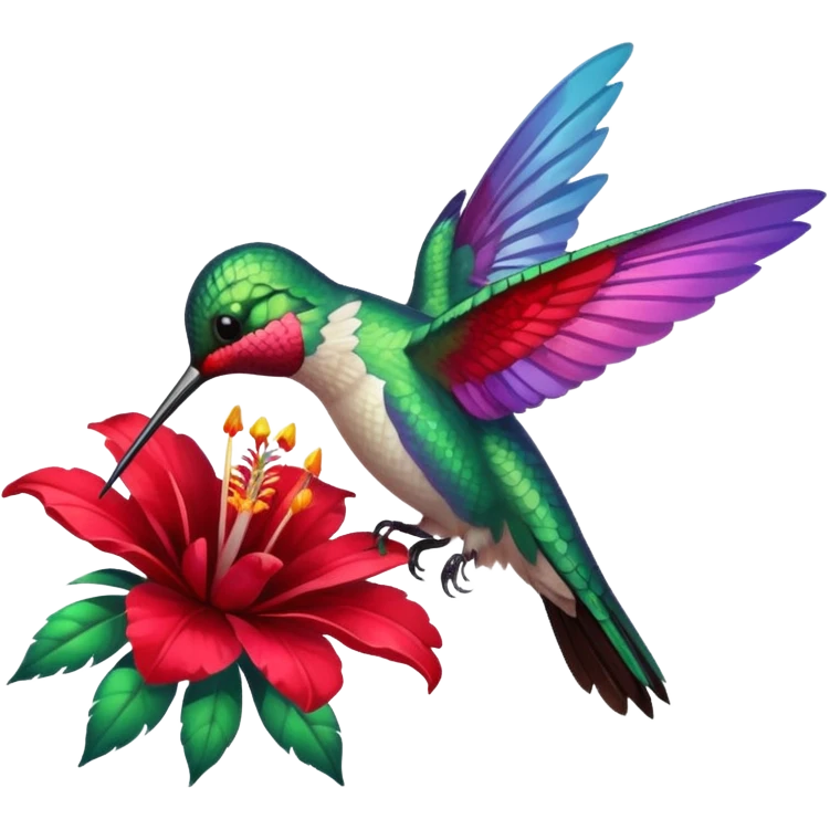 hummingbird drinking nectar from flower emoji