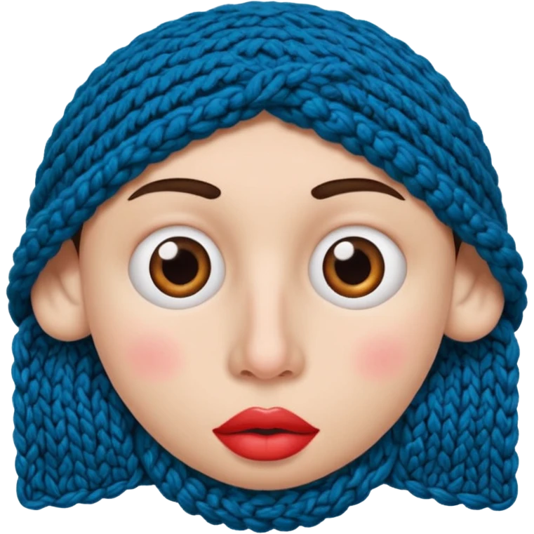 face with nose, eyes, lips etc. look like knitted emoji