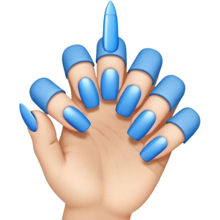 one finger blue nail art emoji