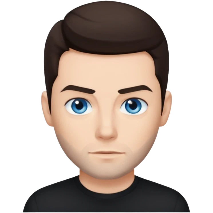Shane Lynch with blue eyes, dark brown hair, black shirt emoji