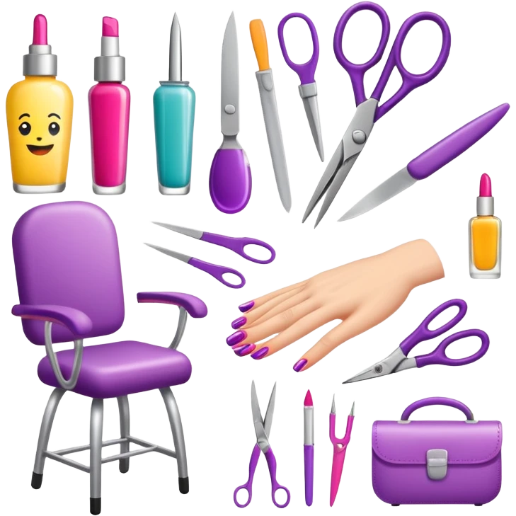 Create a cohesive and stylish set of emojis specifically for a professional nail technician.  emoji