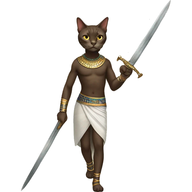 Cat Walk In Egypt have i hand a swords emoji