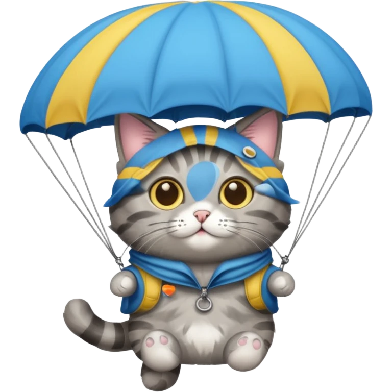 gray cat with parachute emoji